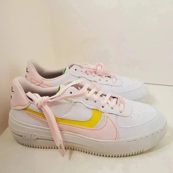 Nike Air Force 1 Platform White/Pearl Pink-Opti Yellow Womens 11.5 - Picture 7 of 13